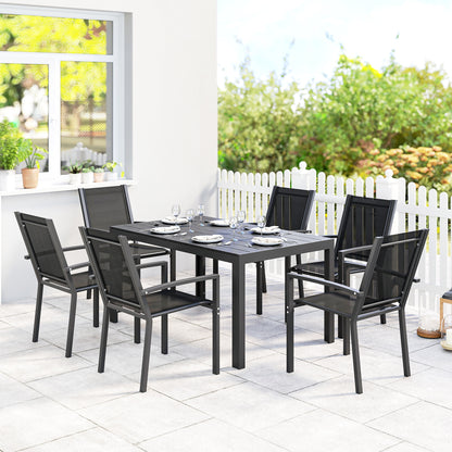 Garden Dining Set for 6, Outdoor Dining Table and Chairs, Black