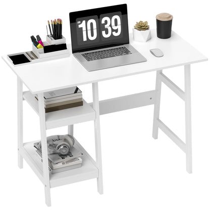 Computer Writing Desk w/ Shelf PC Workstation for Home Office White