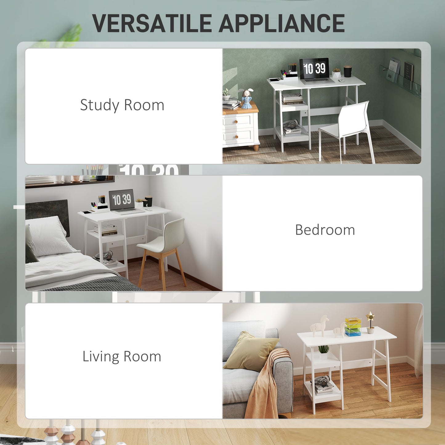 Computer Writing Desk w/ Shelf PC Workstation for Home Office White