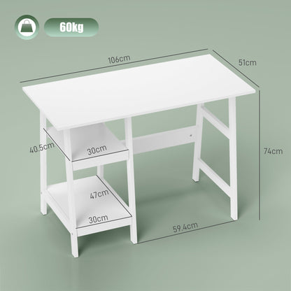 Computer Writing Desk w/ Shelf PC Workstation for Home Office White