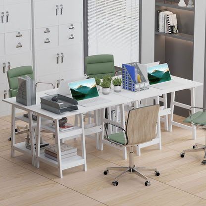 Computer Writing Desk w/ Shelf PC Workstation for Home Office White