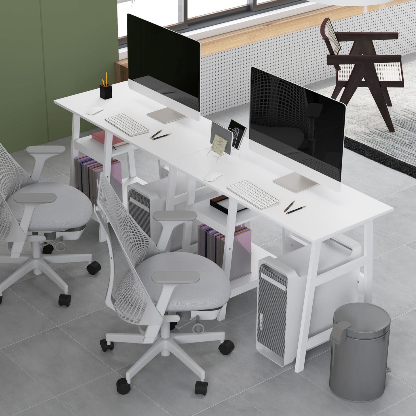 Computer Writing Desk w/ Shelf PC Workstation for Home Office White