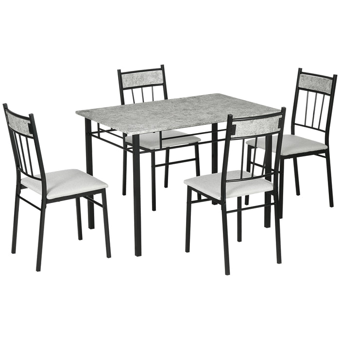 5 Pieces Dining Room Sets, Kitchen Table and Chairs Set 4 with Marble Top