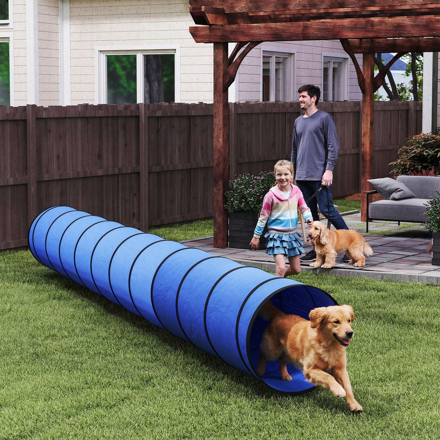 Dog Tunnel 500cm , Foldable Play Tunnel with 6 Ground Pegs and Bag