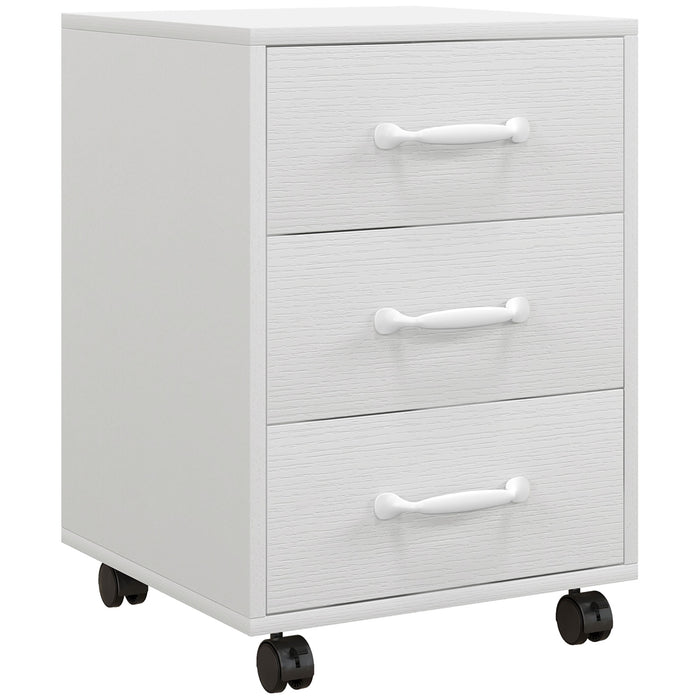 File Cabinet with 3 Drawers, Under Desk Mobile Filing Cabinet White