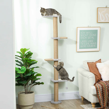 Wall Mounted Cat Shelves with 4 Climbing Platforms for Indoor, Light Grey
