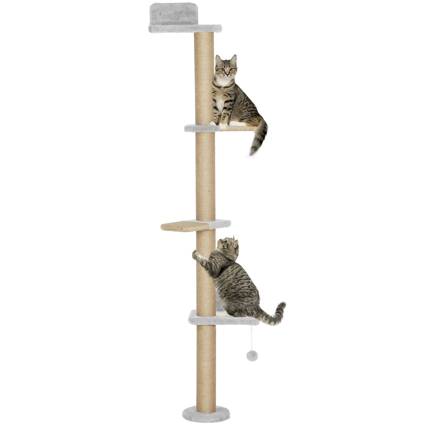 Wall Mounted Cat Shelves with 4 Climbing Platforms for Indoor, Light Grey