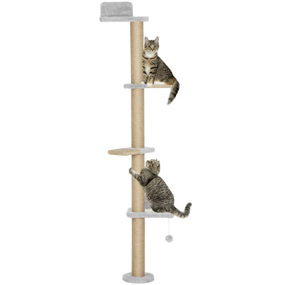 Wall Mounted Cat Shelves with 4 Climbing Platforms for Indoor, Light Grey