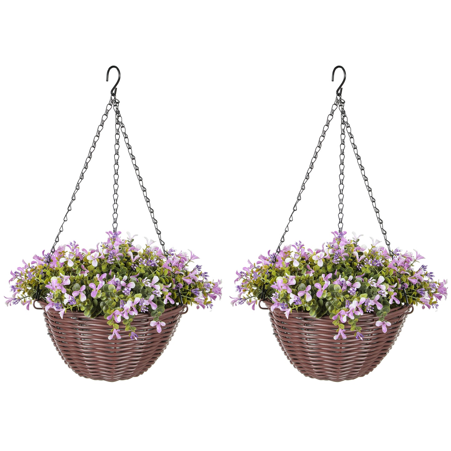 Artificial Flowers in Basket Set of 2 with 75 Leaves and 15 Flowers
