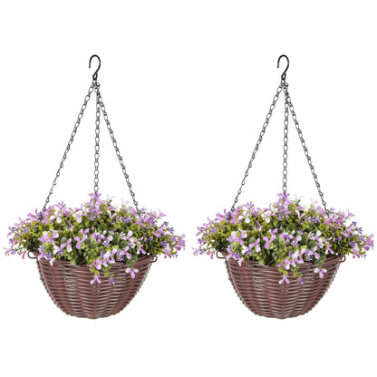 Artificial Flowers in Basket Set of 2 with 75 Leaves and 15 Flowers