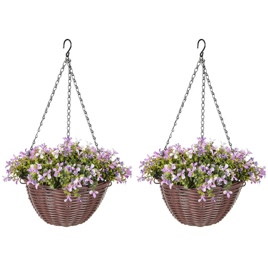 Artificial Flowers in Basket Set of 2 with 75 Leaves and 15 Flowers