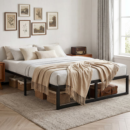 4ft6 Double Bed Frame with Underbed Storage, Noise-Free, Black