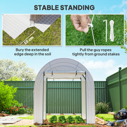 1.8 x 1.8 x 2m Polytunnel Greenhouse with Doors and Mesh Windows