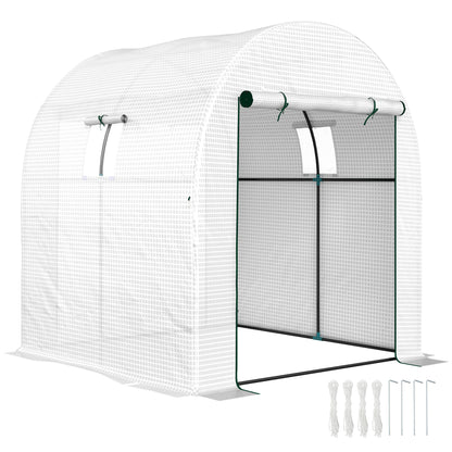 1.8 x 1.8 x 2m Polytunnel Greenhouse with Doors and Mesh Windows