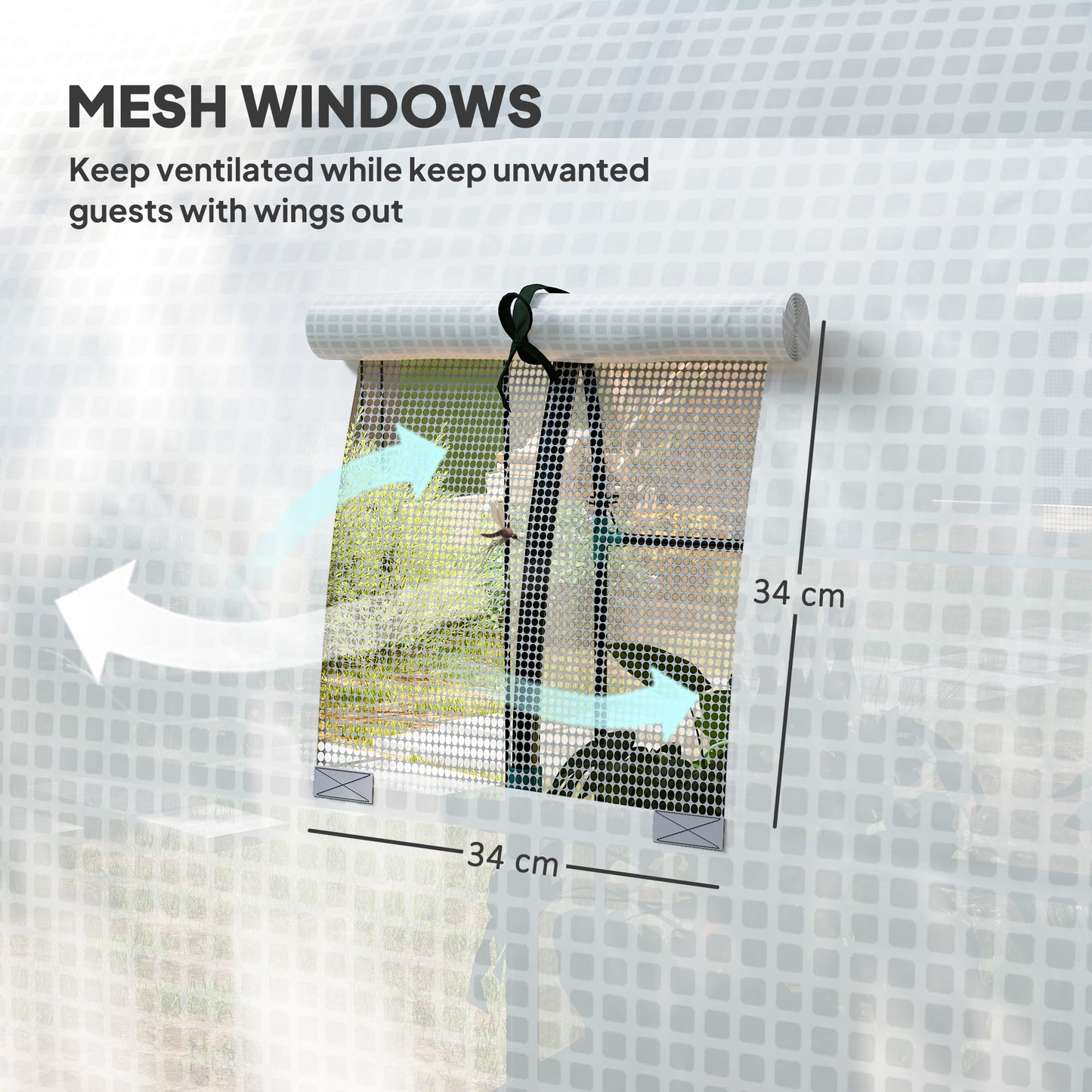 1.8 x 1.8 x 2m Polytunnel Greenhouse with Doors and Mesh Windows