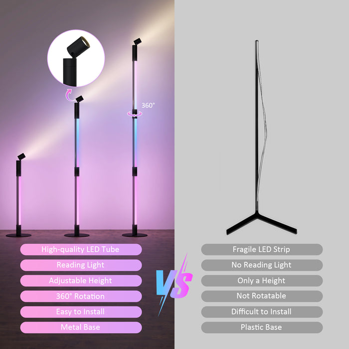 LED Floor Lamp, Corner Floor Lamp App & Remote Control Dark Grey