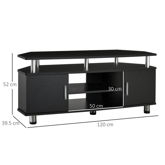 TV Unit Cabinet for TVs up to 55 Inch, Entertainment Center with 2 Storage Shelves and Cupboards, for Living Room, Black