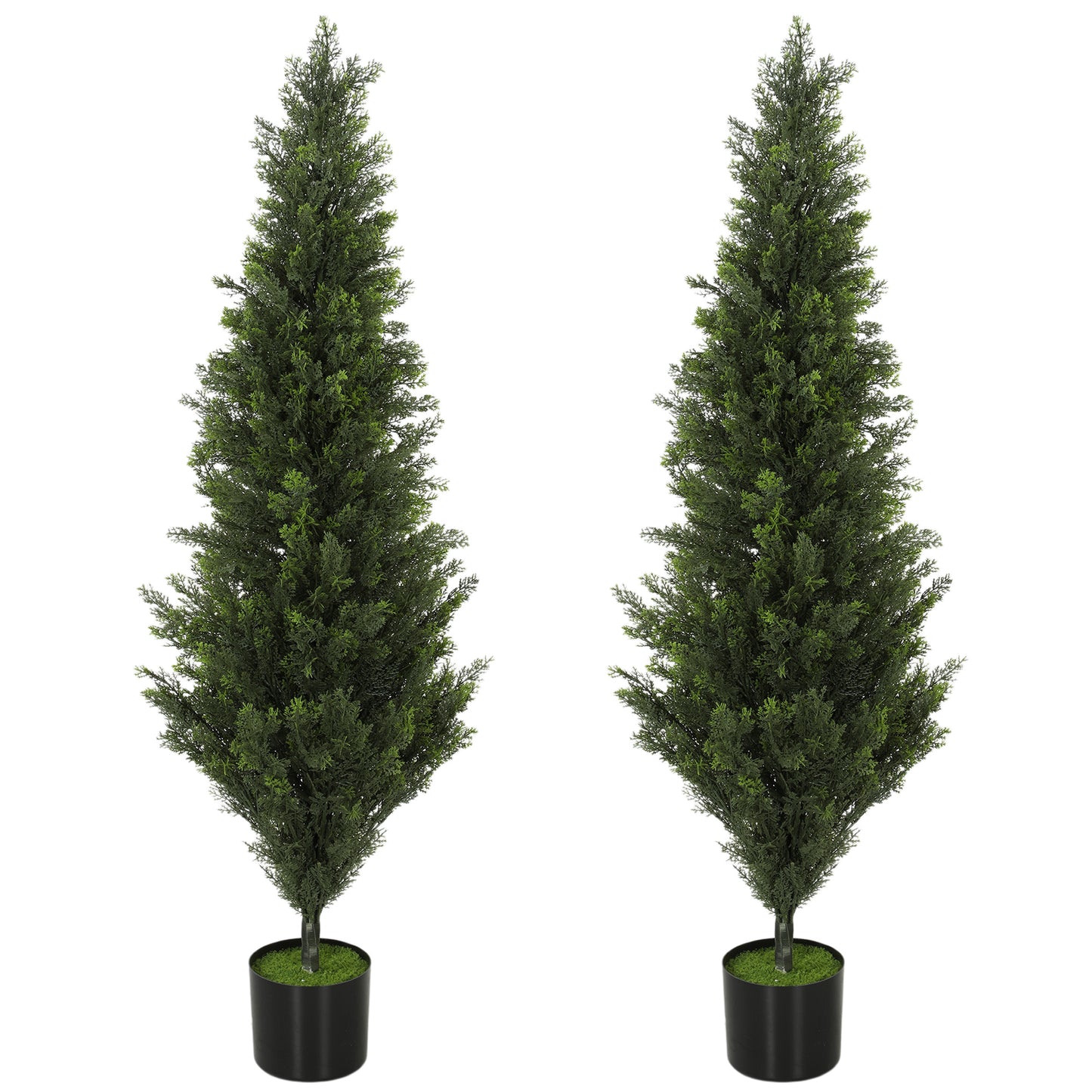 Set of 2 Decorative Artificial Plants Cypress in Weighted Pot, 120 cm Tall Fake Plant with 1092 Leaves for Home Indoor Outdoor Decor