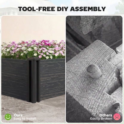 2 x 2 x 1ft Vinyl Raised Garden Bed Kit, Dark Grey