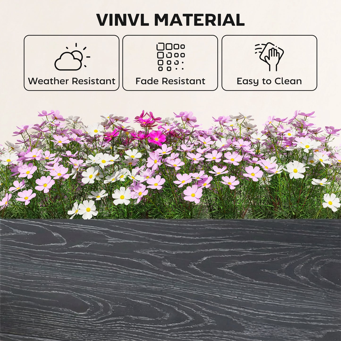 2 x 2 x 1ft Vinyl Raised Garden Bed Kit, Dark Grey