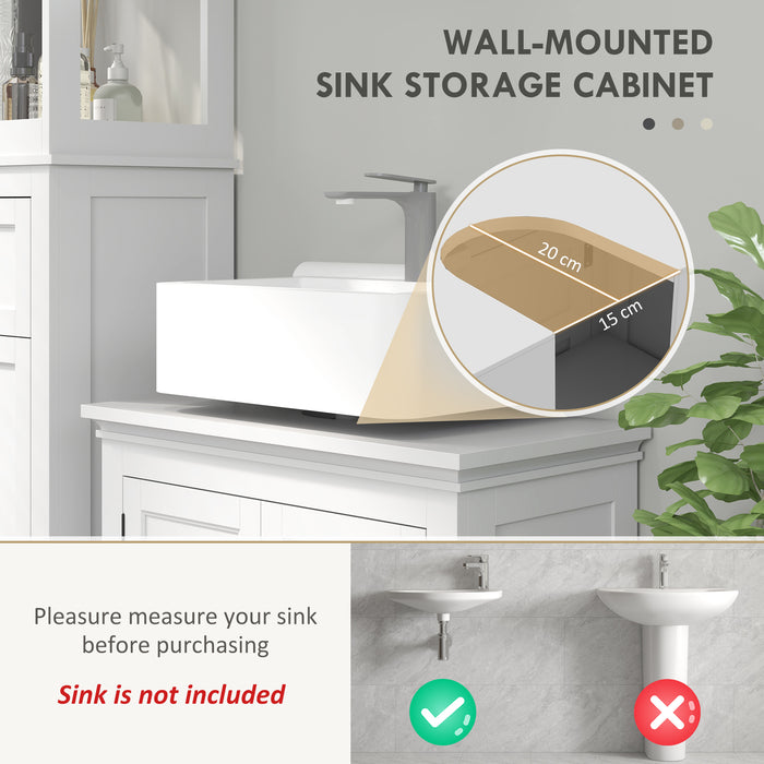 2-Tier Bathroom Sink Cabinet, Freestanding Storage Cabinet, White