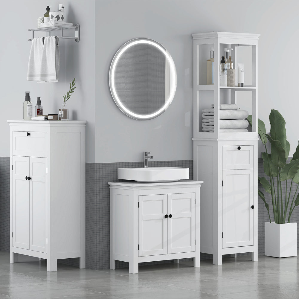 2-Tier Bathroom Sink Cabinet, Freestanding Storage Cabinet, White