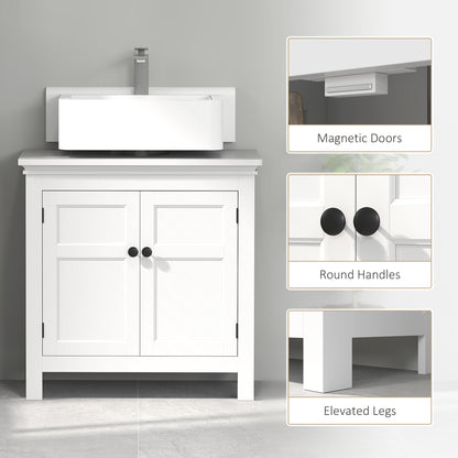 2-Tier Bathroom Sink Cabinet, Freestanding Storage Cabinet, White