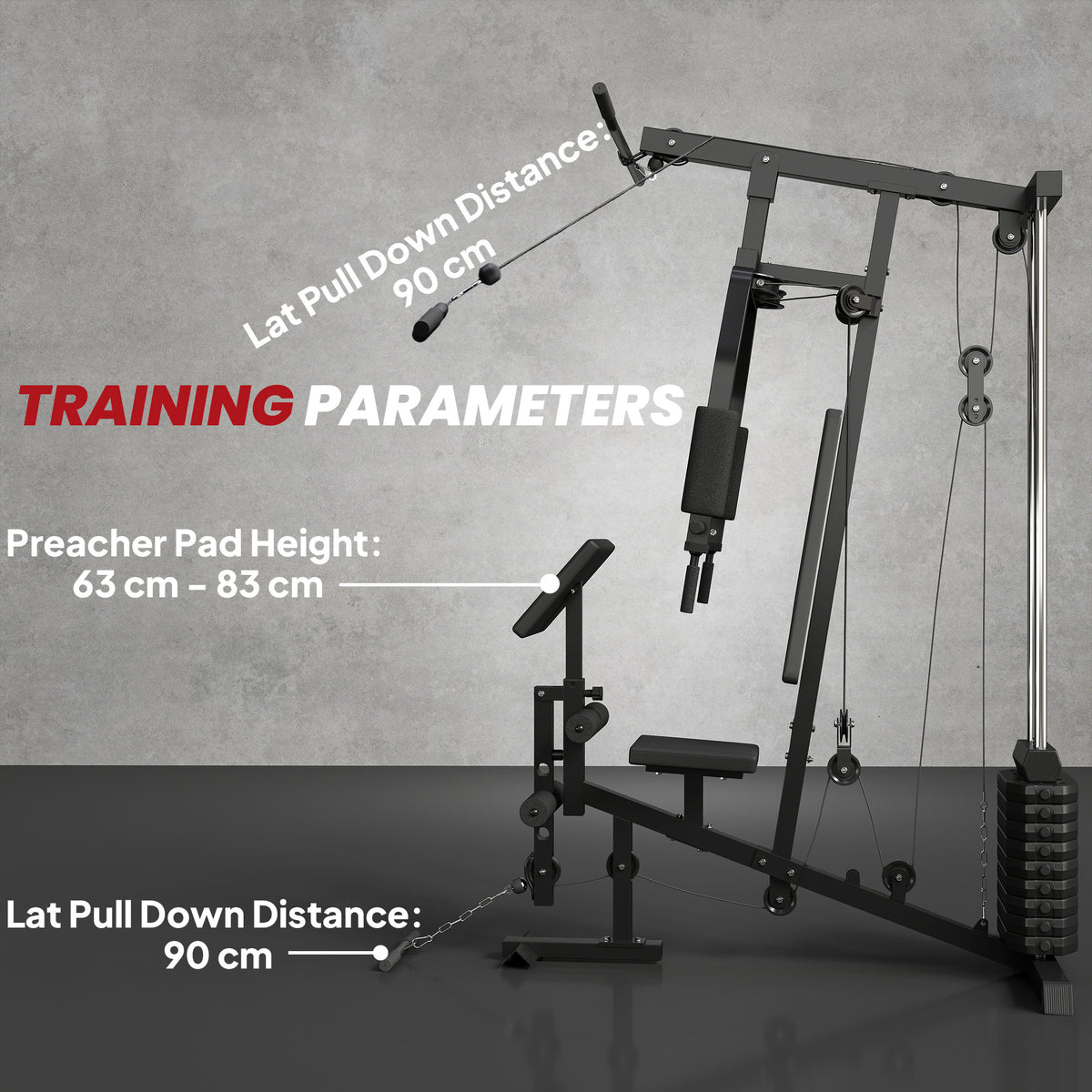 Multi Gym with 45kg Weight Stack, Chest Press and Leg Developer - Black