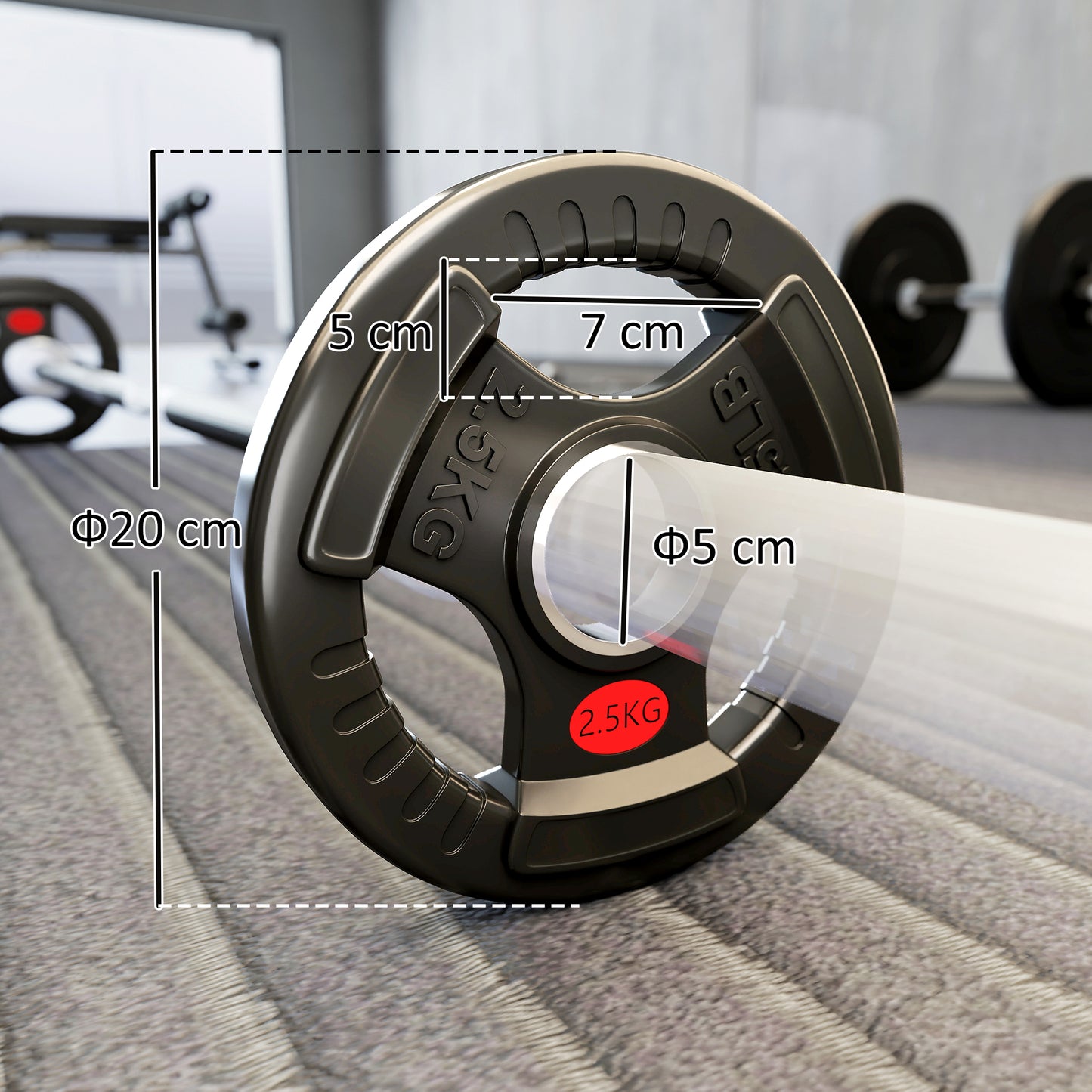 2 x 2.5kg Olympic Weight Plates, Weight Plate Discs with Tri-Grips