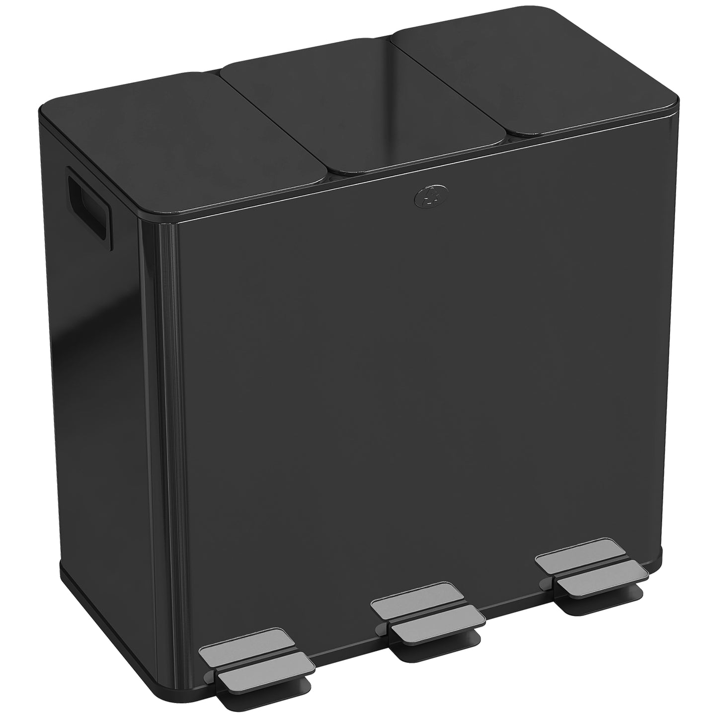 3 x 20L Triple Kitchen Bin Pedal Bin for Recycling and Waste, Black