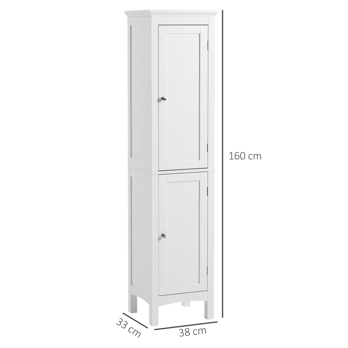 Tall Bathroom Cabinet with Adjustable Shelves, Double Door, White