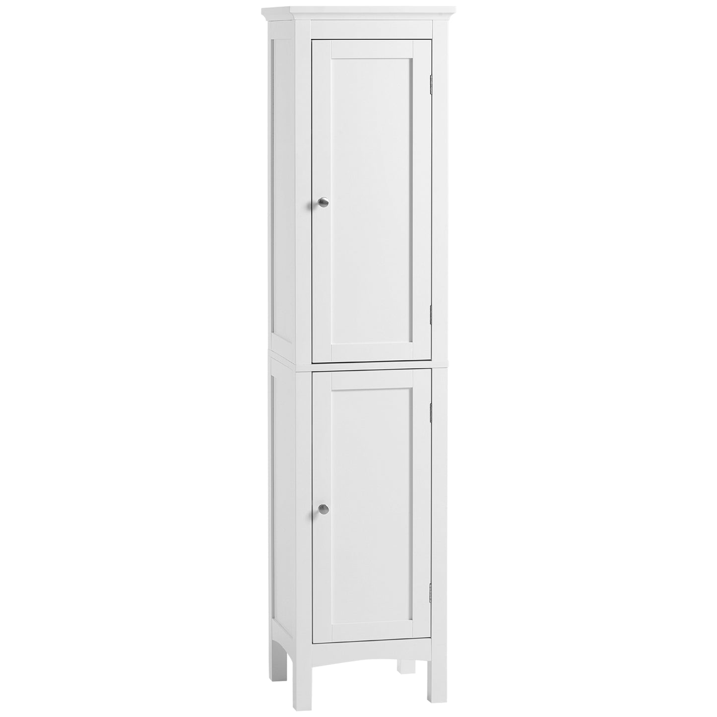 Tall Bathroom Cabinet with Adjustable Shelves, Double Door, White