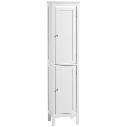 Tall Bathroom Cabinet with Adjustable Shelves, Double Door, White