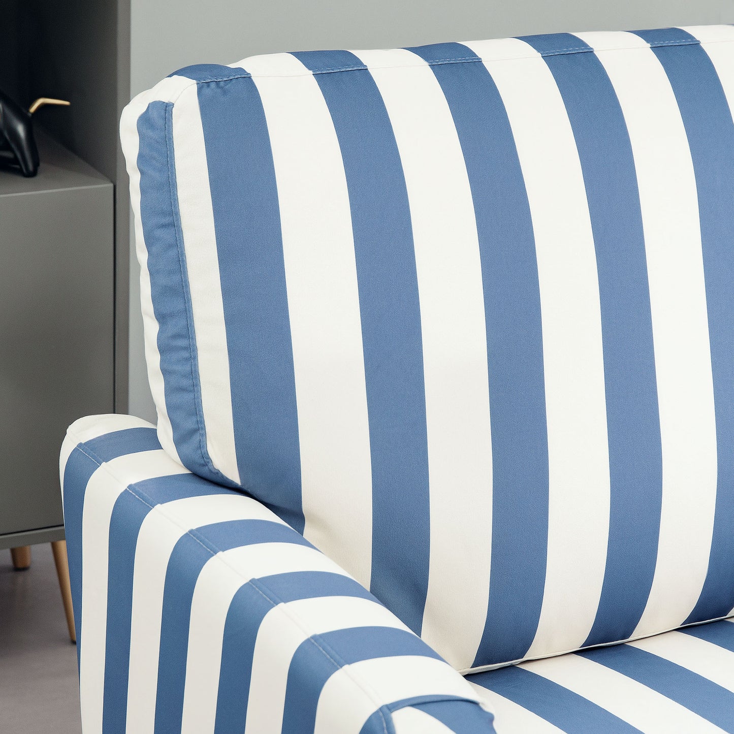 Cuddle Chair with Stripe, Armchair for Living Room, Blue and White