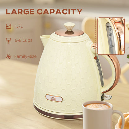Electric Kettle, Fast Boil, 1.7L, 3KW, Swivel, Auto Shut-off, Beige