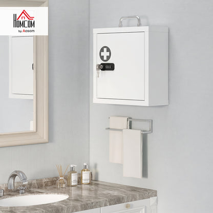 Medicine Cabinet, Medical Cabinet w/ Combination and Key Lock, White