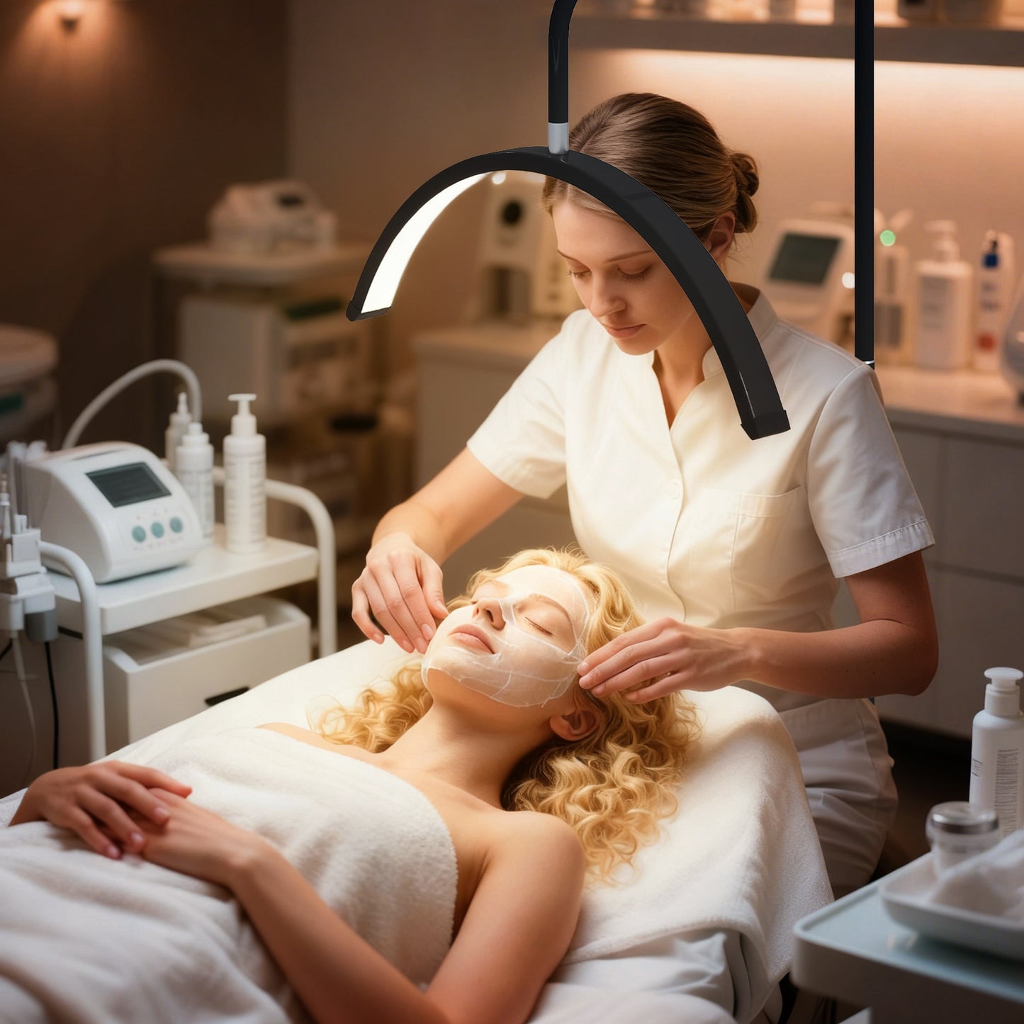 RGB Floor Lamp with 3 Rotatable Head, Modern Standing Lamp, Black