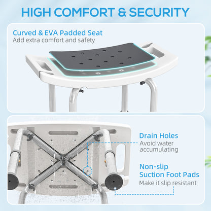 Adjust Aluminium Bath Stool Shower Non-Slip w/ Shower Hole, Grey