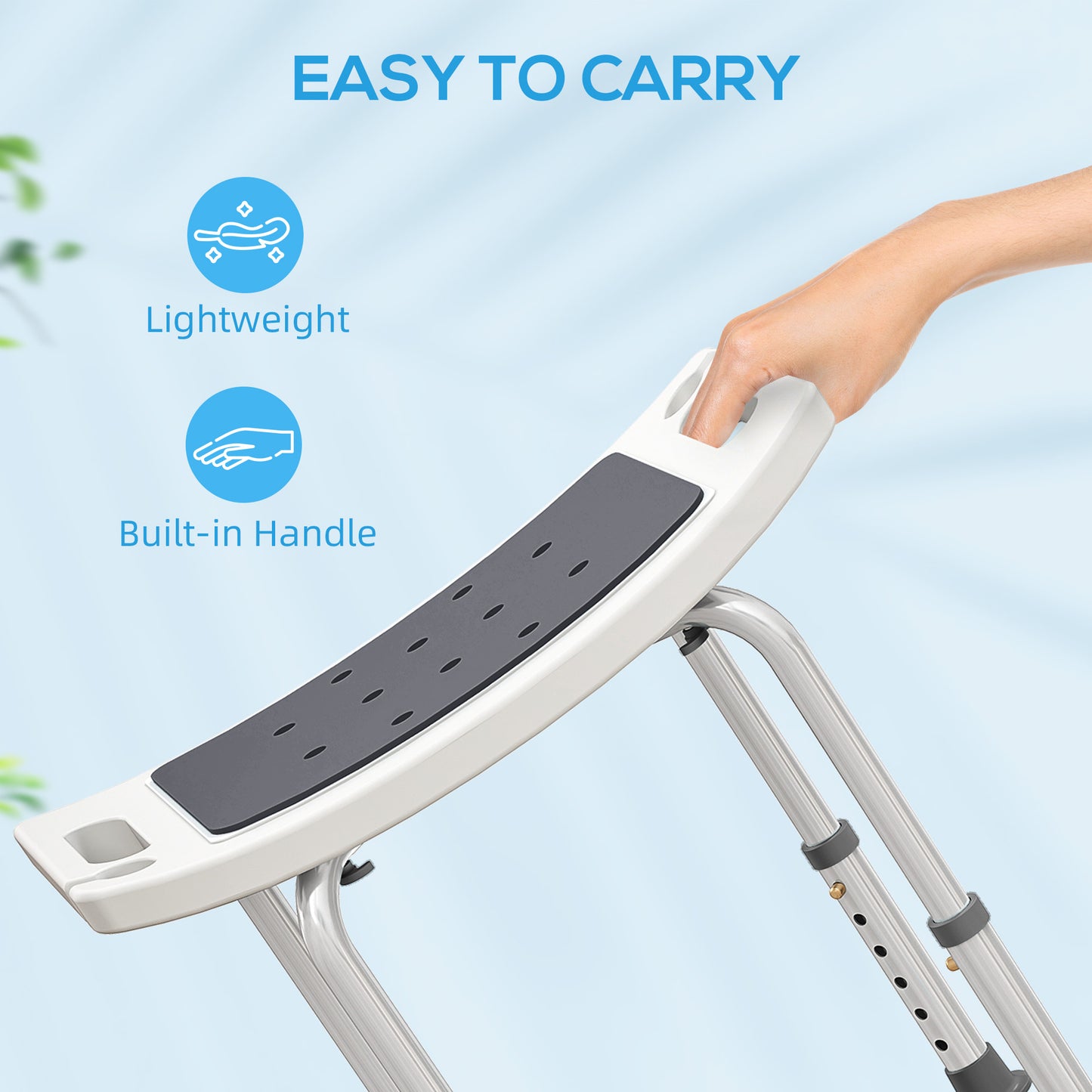 Adjust Aluminium Bath Stool Shower Non-Slip w/ Shower Hole, Grey