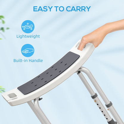 Adjust Aluminium Bath Stool Shower Non-Slip w/ Shower Hole, Grey