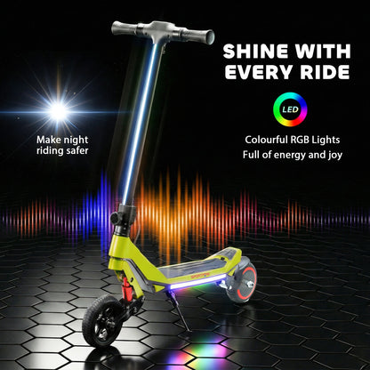 Electric Scooter for Kids, Foldable E Scooter for Age Age 6+ Green