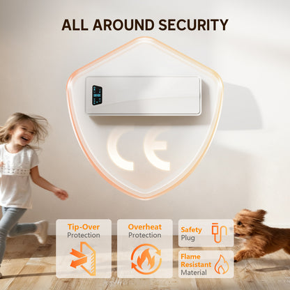 2000W Ceramic Electric Heater with Fan, Wall Heater, White