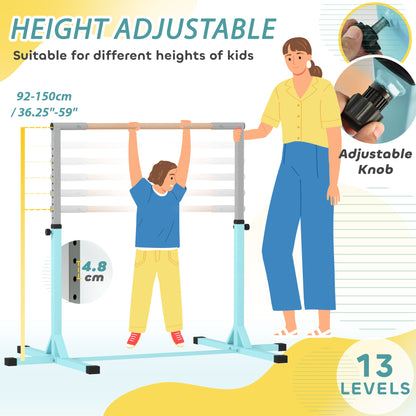 Adjustable Kids Gymnastics Bar Horizontal Training Steel, Light Blue