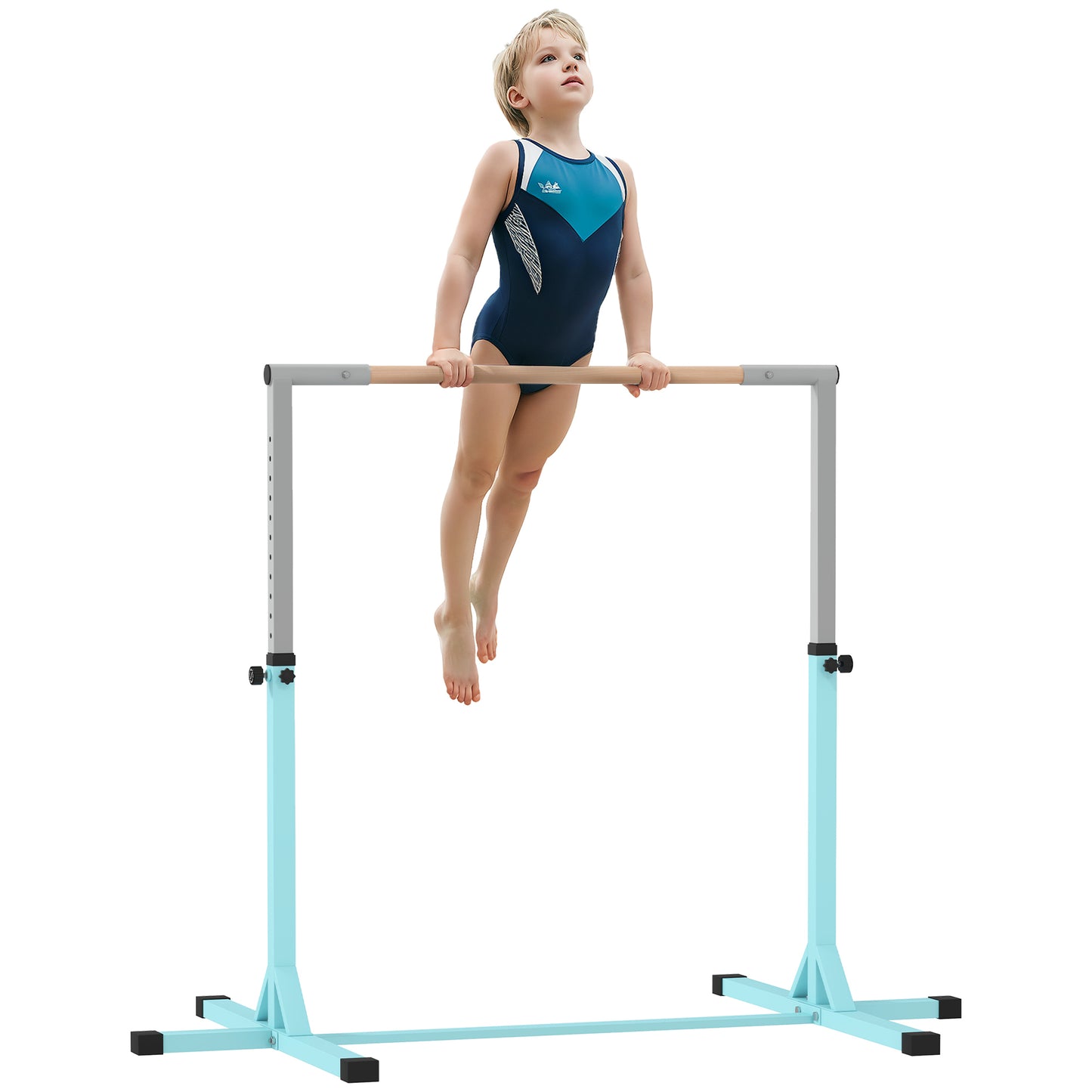 Adjustable Kids Gymnastics Bar Horizontal Training Steel, Light Blue