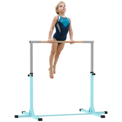 Adjustable Kids Gymnastics Bar Horizontal Training Steel, Light Blue