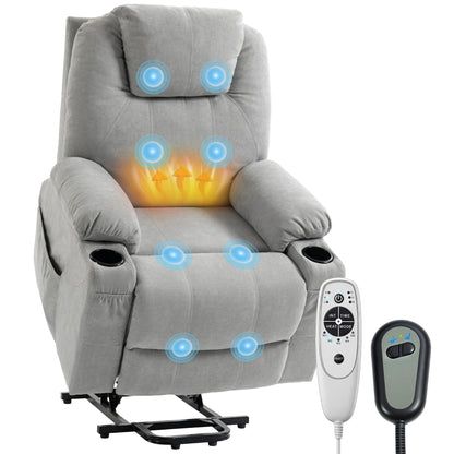 Power Lift Recliner Chair with Vibration Massage, Light Grey