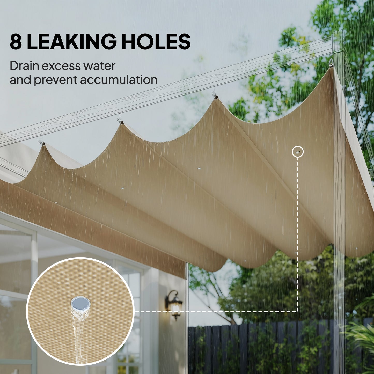 Retractable Pergola Canopy Only for 4 x 3 m Pergola, Khaki