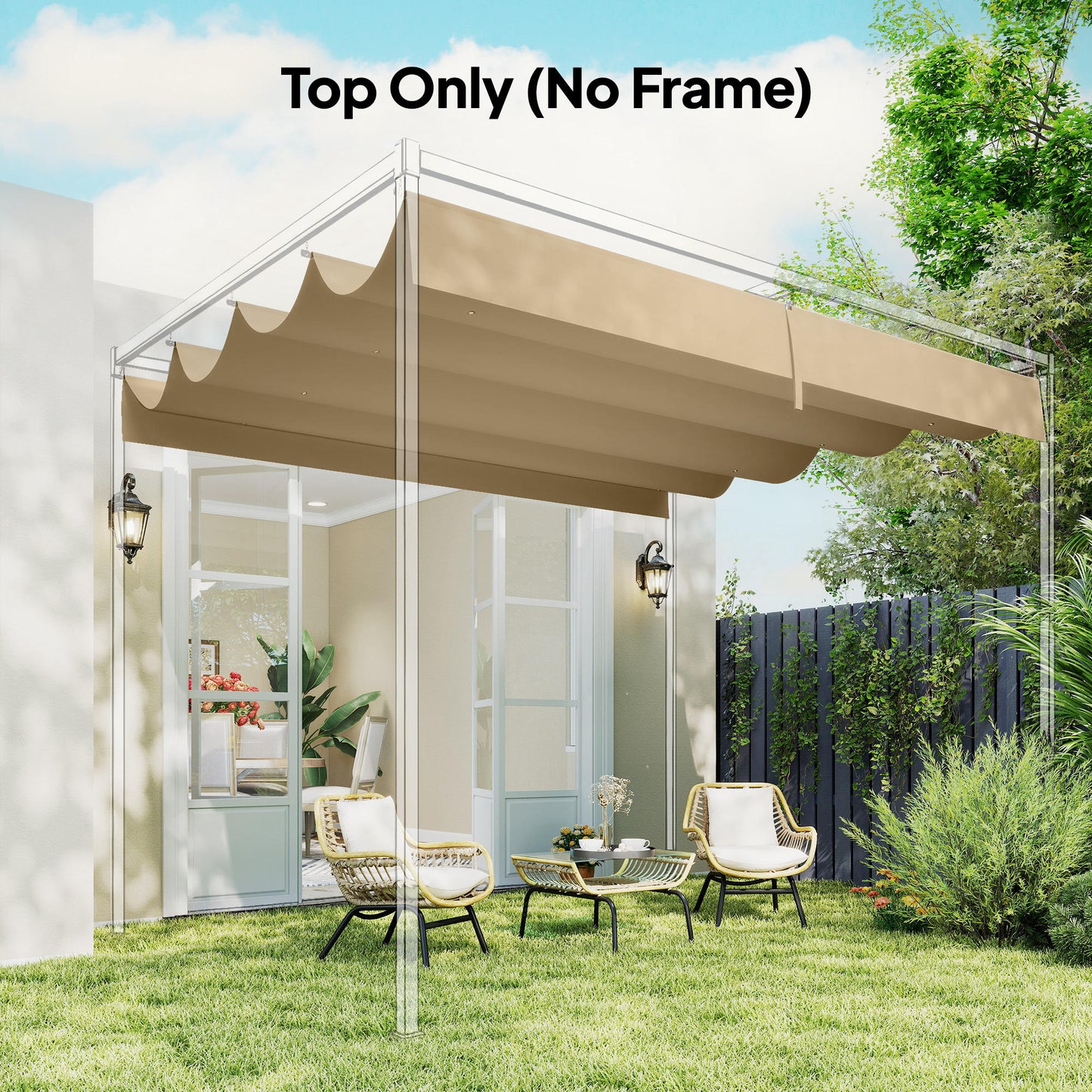 Retractable Pergola Canopy Only for 4 x 3 m Pergola, Khaki