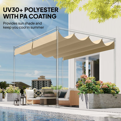 Retractable Pergola Canopy Only for 4 x 3 m Pergola, Khaki