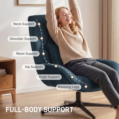 Swivel Accent Chair, Chenille Armchair with Lumbar Pillow, Dark Green